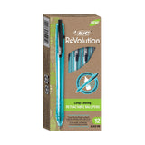 BIC® ReVolution Ocean Bound Ballpoint Pen, Retractable, Medium 1 mm, Black Ink, Translucent Blue Barrel, Dozen (BICBPRR11BK) 1 Dozen