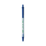 BIC® ReVolution Clic Stic Ballpoint Pen, Retractable, Medium 1 mm, Blue Ink, Translucent Frost/Blue Barrel, 48/Pack (BICCSEM48BE) Pack of 48