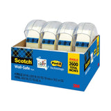 Scotch® Wall-Safe Tape with Dispenser, 1" Core, 0.75" x 54.17 ft, Clear, 4/Pack (MMM4183) Pack of 4