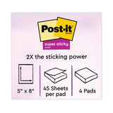 Post-it® Notes Super Sticky Pads in Energy Boost Collection Colors, Note Ruled, 5" x 8", 45 Sheets/Pad, 4 Pads/Pack (MMM5845SSUC) Pack of 4