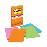 Post-it® Notes Super Sticky Pads in Energy Boost Collection Colors, Note Ruled, 5" x 8", 45 Sheets/Pad, 4 Pads/Pack (MMM5845SSUC) Pack of 4