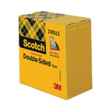 Scotch® Double-Sided Tape, 1" Core, 0.5" x 75 ft, Clear, 2/Pack (MMM6652PK) Box of 2