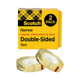 Scotch® Double-Sided Tape, 1" Core, 0.5" x 75 ft, Clear, 2/Pack (MMM6652PK) Box of 2