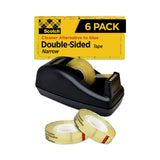 Scotch® Double-Sided Tape with Dispenser, 1" Core, 0.5" x 75 ft, Clear, 6/Pack (MMM6656PKC40) 6 Rolls