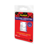 Scotch™ Self-Sealing Laminating Pouches, 9.5 mil, 3.88" x 2.44", Gloss Clear, 25/Pack (MMMLS851G) Pack of 25