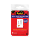 Scotch™ Self-Sealing Laminating Pouches, 9.5 mil, 3.88" x 2.44", Gloss Clear, 25/Pack (MMMLS851G) Pack of 25