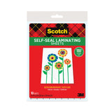 Scotch™ Self-Sealing Laminating Sheets, 6 mil, 9.06" x 11.63", Gloss Clear, 10/Pack (MMMLS854SS10) Pack of 10