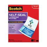 Scotch™ Self-Sealing Laminating Pouches, 9.5 mil, 9" x 11.5", Gloss Clear, 25/Pack (MMMLS85425G) Pack of 25