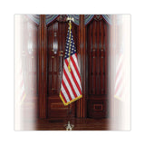 Advantus Deluxe U.S. Flag and Staff Set, 60" x 36" Flag, 8 ft Oak Staff, 2" Gold Fringe, 7" Goldtone Eagle, Heavyweight Nylon (AVTMBE031400) Each