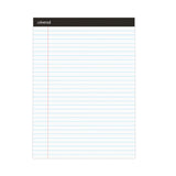 Universal® Premium Ruled Writing Pads with Heavy-Duty Back, Wide/Legal Rule, Black Headband, 50 White 8.5 x 11 Sheets, 6/Pack (UNV30630) Pack of 6