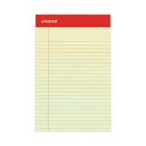 Universal® Perforated Ruled Writing Pads, Narrow Rule, Red Headband, 50 Canary-Yellow 5 x 8 Sheets, Dozen (UNV46200) Pack of 12
