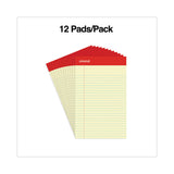 Universal® Perforated Ruled Writing Pads, Narrow Rule, Red Headband, 50 Canary-Yellow 5 x 8 Sheets, Dozen (UNV46200) Pack of 12