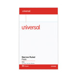 Universal® Perforated Ruled Writing Pads, Narrow Rule, Red Headband, 50 White 5 x 8 Sheets, Dozen (UNV46300) Pack of 12