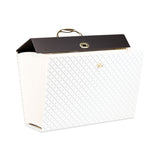 U Brands Expanding File Box, 5.25" Expansion, 19 Sections, Twist-Lock Latch Closure, 2/5-Cut Tabs, Letter Size, White/Black/Gold (UBR2201U0206) Each