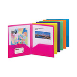 Smead™ Poly Two-Pocket Folders, 100-Sheet Capacity, 11 x 8.5, Assorted, 6/Pack (SMD87761) Pack of 6