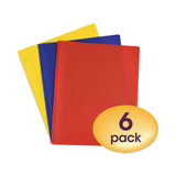 Smead™ Poly Two-Pocket Folder with Fasteners, 130-Sheet Capacity, 11 x 8.5, Assorted, 6/Pack (SMD87746) Pack of 6