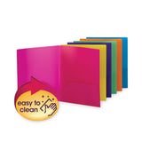 Smead™ Poly Two-Pocket Folders, 100-Sheet Capacity, 11 x 8.5, Assorted, 6/Pack (SMD87761) Pack of 6