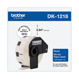Brother Die-Cut Round Paper Labels, 0.94" dia, White, 1,000 Labels/Roll (BRTDK1218) Roll of 1000