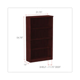 Alera® Alera Valencia Series Bookcase, Four-Shelf, 31.75w x 14d x 54.88h, Mahogany (ALEVA635632MY) Each