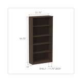 Alera® Alera Valencia Series Bookcase, Five-Shelf, 31.75w x 14d x 64.75h, Espresso (ALEVA636632ES) Each