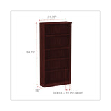 Alera® Alera Valencia Series Bookcase, Five-Shelf, 31.75w x 14d x 64.75h, Mahogany (ALEVA636632MY) Each