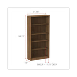Alera® Alera Valencia Series Bookcase, Five-Shelf, 31.75w x 14d x 64.75h, Modern Walnut (ALEVA636632WA) Each