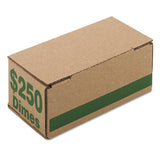 Iconex™ Corrugated Cardboard Coin Storage with Denomination Printed On Side, 8.06 x 3.31 x 3.19, Green (ICX94190088) Case of 50