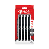 Sharpie® S-Gel™ S-Gel Premium Metal Barrel Gel Pen, Retractable, Medium 0.7 mm, Black Ink, Black Barrel, 4/Pack (SAN2153578) Pack of 4