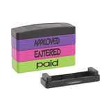Trodat® Interlocking Stack Stamp, APPROVED, ENTERED, PAID, 1.81" x 0.63", Assorted Fluorescent Ink (USS8802) Each