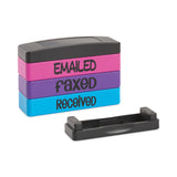 Trodat® Interlocking Stack Stamp, EMAILED, FAXED, RECEIVED, 1.81" x 0.63", Assorted Fluorescent Ink (USS8800) Each