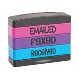 Trodat® Interlocking Stack Stamp, EMAILED, FAXED, RECEIVED, 1.81" x 0.63", Assorted Fluorescent Ink (USS8800) Each