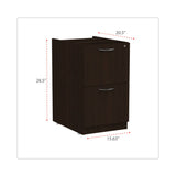 Alera® Alera Valencia Series Full Pedestal File, Left or Right, 2 Legal/Letter-Size File Drawers, Espresso, 15.63" x 20.5" x 28.5" (ALEVA542822ES) Each