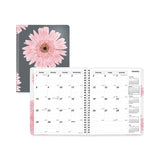 Brownline® Essential Collection Ruled Monthly Planner, Pink Daisy Artwork, 8.88 x 7.13, Black/Pink Cover, 14-Month: Dec 2025 to Jan 2027 (REDCB1200G05) Each