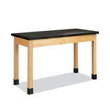 Diversified Woodcrafts Classroom Science Table, 60w x 24d x 30h, Black ChemGuard High Pressure Laminate (HPL) Top, Oak Base (DVWP7602BK30N) Each
