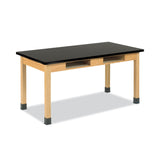 Diversified Woodcrafts Classroom Book Compartment Science Table, 72w x 24d x 30h, Black Epoxy Resin Top, Oak Base (DVWC7306K30N) Each
