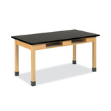 Diversified Woodcrafts Classroom Book Compartment Science Table, 72w x 24d x 30h, Black High Pressure Laminate (HPL) Top, Oak Base (DVWC730LBBK30N) Each