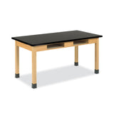 Diversified Woodcrafts Classroom Book Compartment Science Table, 54w x 24d x 30h, Black Phenolic Resin Top, Oak Base (DVWC7204K30N) Each
