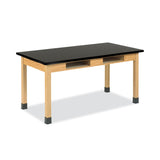 Diversified Woodcrafts Classroom Book Compartment Science Table, 54w x 24d x 36h, Black High Pressure Laminate (HPL) Top, Oak Base (DVWC720LBBK36N) Each