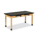 Diversified Woodcrafts Classroom Book Compartment Science Table, 48w x 24d x 30h, Black High Pressure Laminate (HPL) Top, Oak Base (DVWC710LBBK30N) Each