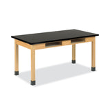 Diversified Woodcrafts Classroom Book Compartment Science Table, 60w x 24d x 30h, Black High Pressure Laminate (HPL) Top, Oak Base (DVWC760LBBK30N) Each