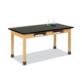 Diversified Woodcrafts Classroom Book Compartment Science Table, 60w x 30d x 30h, Black High Pressure Laminate (HPL) Top, Oak Base (DVWC714LBBK30N) Each