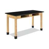 Diversified Woodcrafts Classroom Book Compartment Science Table, 54w x 24d x 30h, Black Epoxy Resin Top, Oak Base (DVWC7206K30N) Each