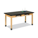 Diversified Woodcrafts Classroom Book Compartment Science Table, 60w x 30d x 36h, Black High Pressure Laminate (HPL) Top, Oak Base (DVWC714LBBK36N) Each