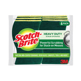 Scotch-Brite® Heavy-Duty Scrub Sponge, 4.5 x 2.7, 0.6" Thick, Yellow/Green, 6/Pack (MMM426) Pack of 6
