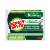 Scotch-Brite® Heavy-Duty Scrub Sponge, 4.5 x 2.7, 0.6" Thick, Yellow/Green, 6/Pack (MMM426) Pack of 6