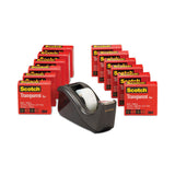 Scotch® Transparent Tape Value Pack with Black Dispenser, 1" Core, 0.75" x 83.33 ft, Transparent (MMM600KC60) Pack of 12