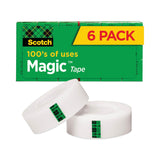 Scotch® Magic Tape Refill, 1" Core, 0.75" x 83.33 ft, Clear, 6/Pack (MMM810K6) Pack of 6