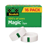 Scotch® Magic Tape Value Pack, 1" Core, 0.75" x 83.33 ft, Clear, 16/Pack (MMM810K16) Pack of 16