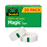 Scotch® Magic Tape Value Pack, 1" Core, 0.75" x 83.33 ft, Clear, 20/Pack (MMM810K20) Pack of 20