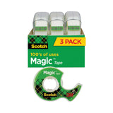 Scotch® Magic Tape in Handheld Dispenser, 1" Core, 0.75" x 25 ft, Clear, 3/Pack (MMM3105) Box of 3